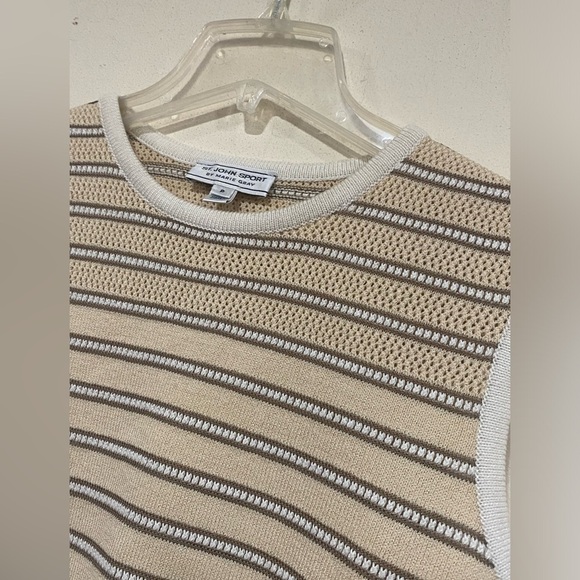 SC000694- ST. JOHN Women's Wool Cotton Stretch Knit Sweater Vest Striped P - Picture 2 of 5